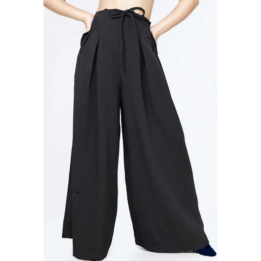 N by Nancy Women's Pants Wide Leg Pallazzo Inverted Pleat Black XXL